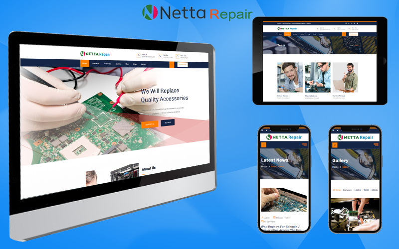 NettaRepair- Service Repair Company - Webbplatsmall- Bootstrap Responsive