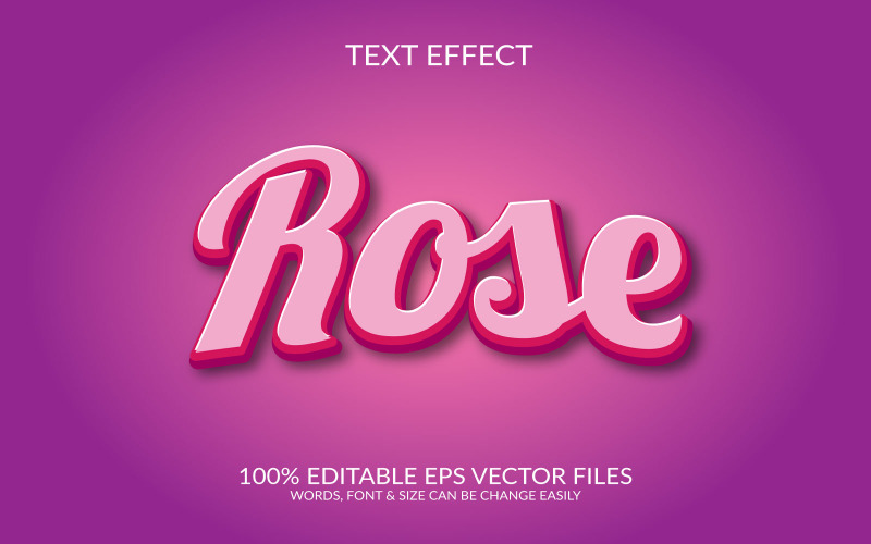Plantilla de efecto de texto Eps vectorial editable con rosa