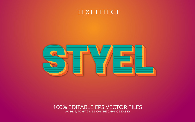 Styl 3D edytowalny szablon efektu tekstu wektorowego Eps