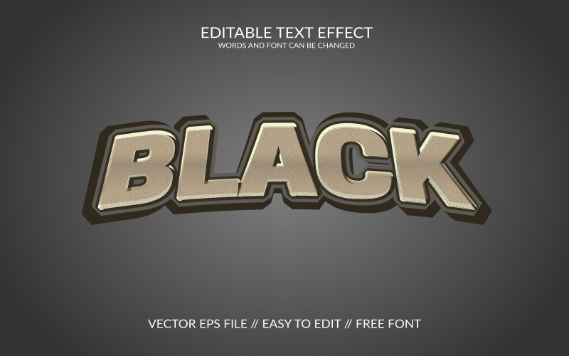 Černá plně upravitelná vektorová eps 3d textový efekt design
