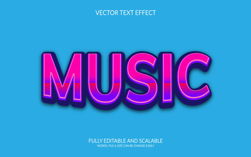 Conception de modèle d'effet de texte Eps vectoriel modifiable en 3D de musique