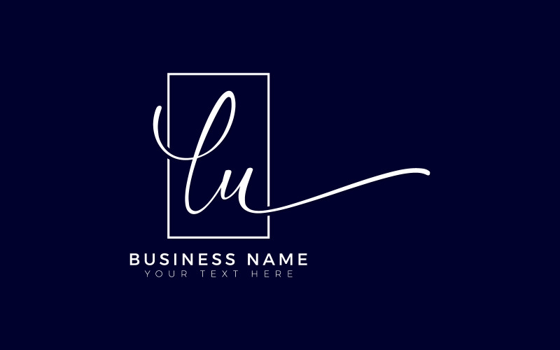 Diseño de logotipo de letra LU estilo estudio de caligrafía, plantilla de logotipo de lujo