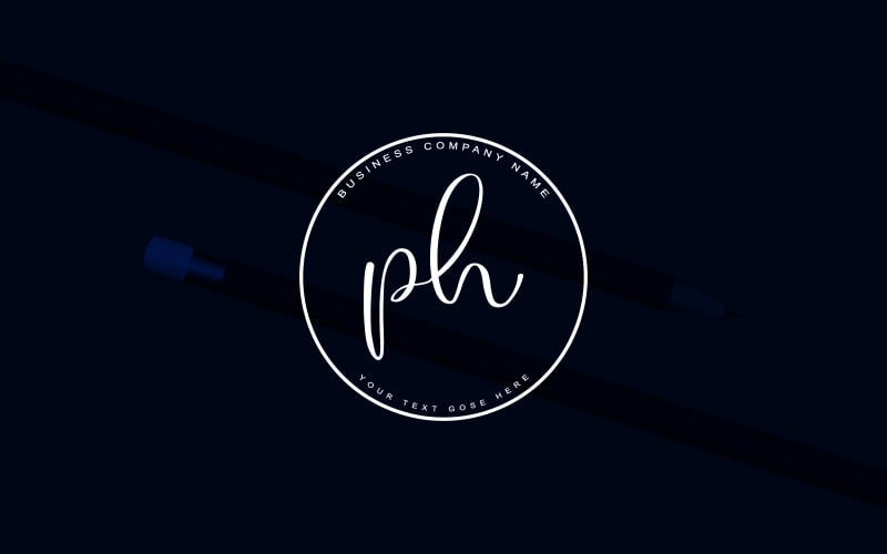 Diseño de logotipo de letra PH estilo estudio de caligrafía, plantilla de logotipo de lujo