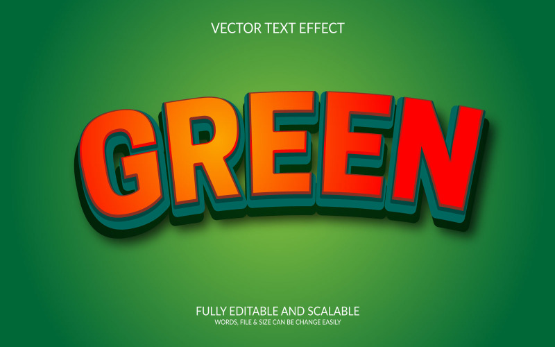 Diseño de plantilla de efecto de texto Eps vectoriales editables en 3D verde.