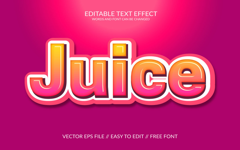 Illustration de conception d'effet de texte eps vectoriel de jus 3d