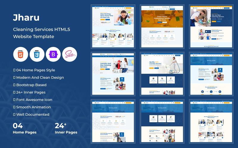 Jharu - Modèle de site Web HTML5 pour services de nettoyage