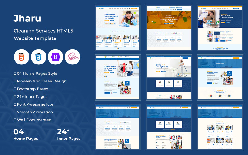 Jharu - Modello di sito Web HTML5 per servizi di pulizia