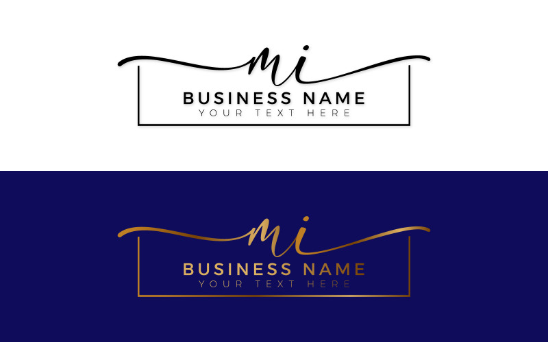 Kalligrafi Studio Style MI Letter Logotypdesign, lyxig logotypmall