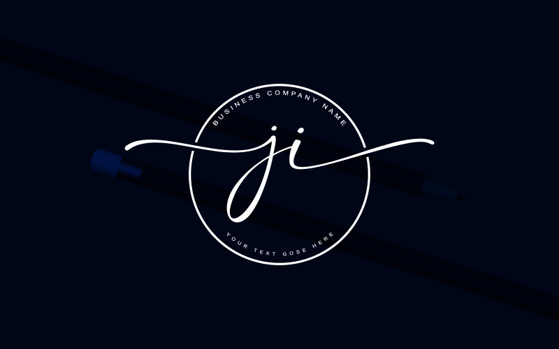 Kalligrafie Studio stijl JI brief logo ontwerp, luxe logo sjabloon