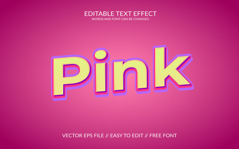 Modèle d'effet de texte 3d Eps vectoriel modifiable rose