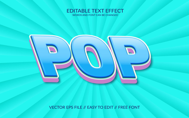 Modello di effetto testo Eps vettoriale modificabile 3D pop