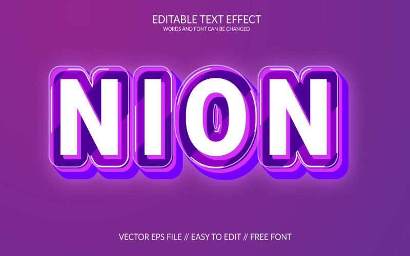 Neon szerkeszthető vektoros Eps 3d szöveg effektus sablon design