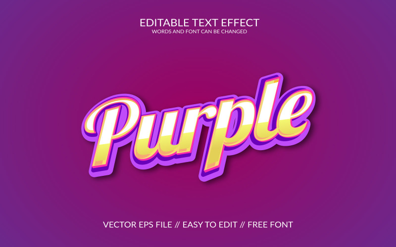 Paarse bewerkbare Vector EPS-teksteffectsjabloon