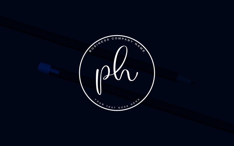 Projekt logo listu PH w stylu studio kaligrafii, luksusowy szablon logo