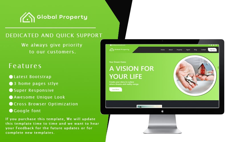 Proprietà globale: modello di sito Web HTML Bootstrap pulito per il settore immobiliare