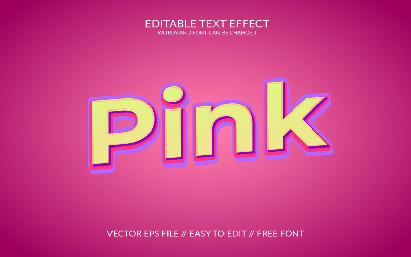Rosa redigerbar vektor Eps 3d texteffektmall