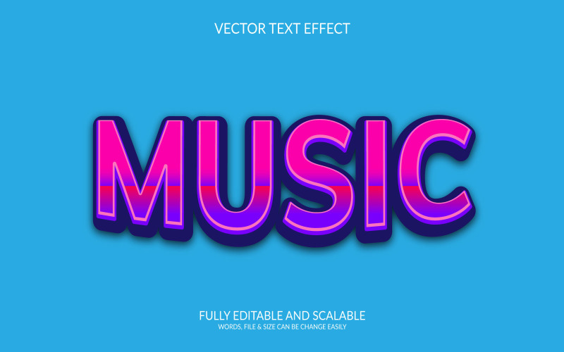 Zene 3D szerkeszthető vektoros Eps szövegeffektus sablontervezés