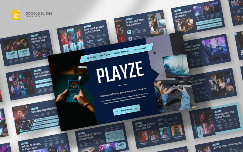 Playze — szablon prezentacji Google dotyczący gier e-sportowych