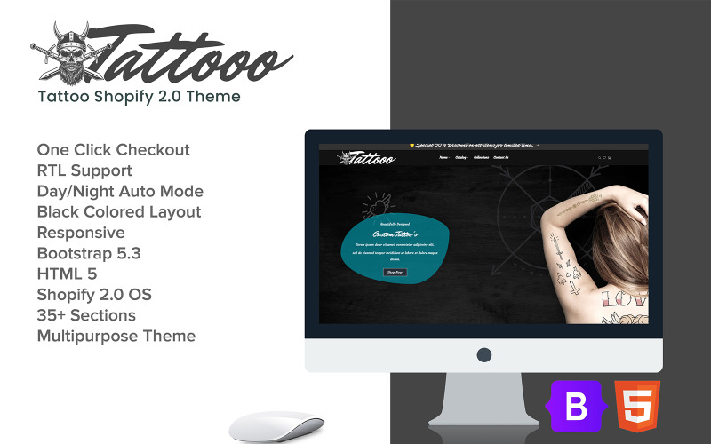 Tattooo - Тема оформления для тату-салона на Shopify