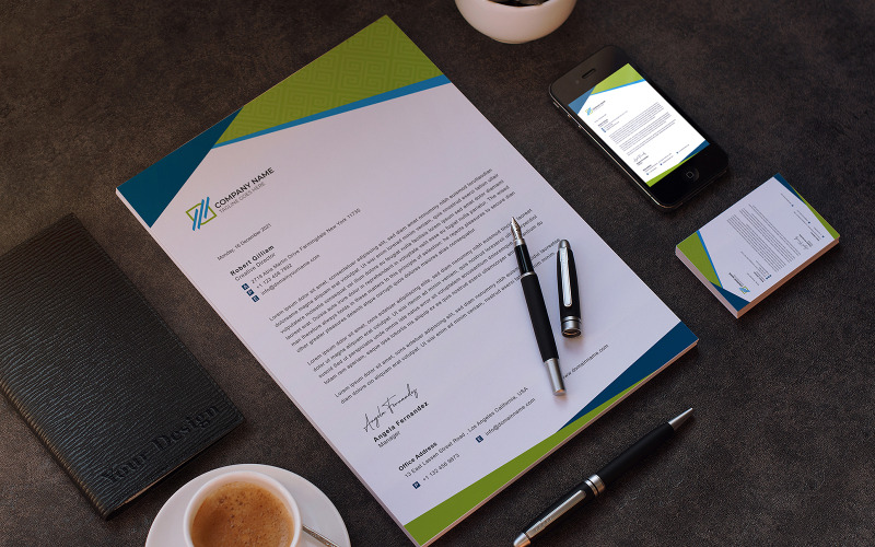 Modèle de papier à en-tête d'entreprise Canva et Word