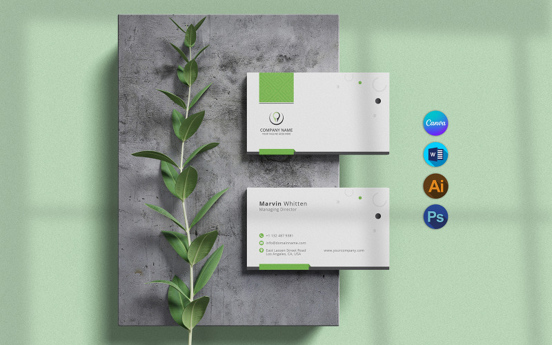 Modello per biglietto da visita moderno Canva, Photoshop e Word