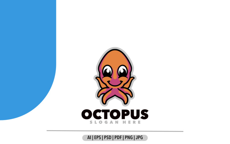 Oktopus-Cartoon-Maskottchen-Design-Logo