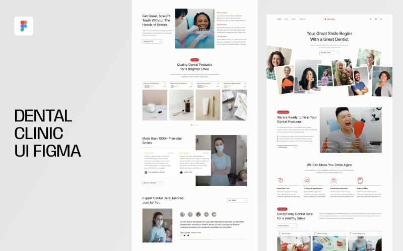 Plantilla Figma de interfaz de usuario de clínica dental