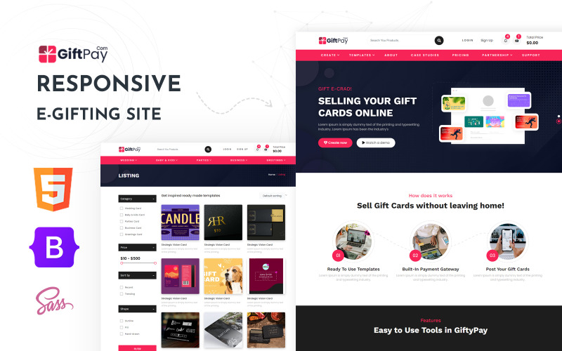 GiftPay - Modello di sito Web HTML5 per cartoline elettroniche