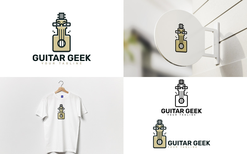 Plantilla de logotipo de Geek de guitarra