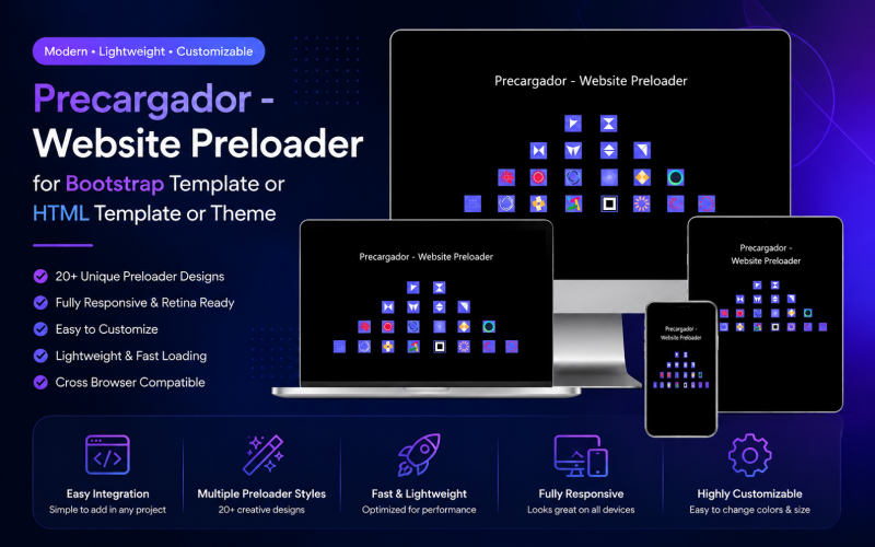 Precargador - Website Preloader for Bootstrap Template or HTML Template or Theme