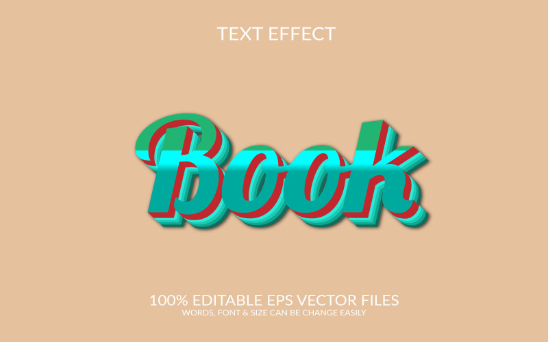 Boka helt redigerbar vektor eps 3d text effekt design illustration