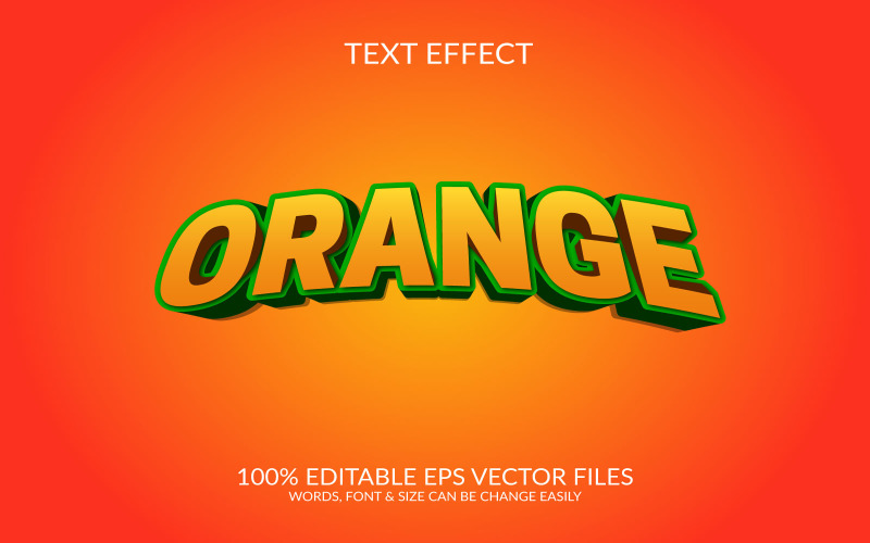 Ilustração de modelo de efeito de texto de vetor editável 3D laranja Eps