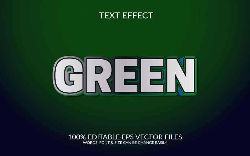 Modelo de efeito de texto 3d de vetor editável verde Eps