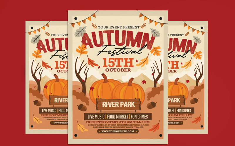 Modelo de Folheto do Festival de Outono e Outono