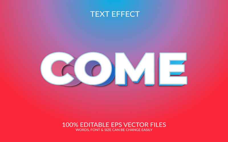 Ven Plantilla de efecto de texto Eps vectoriales editables en 3D