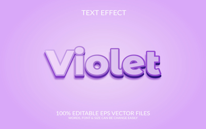 Violet 3D upravitelné vektorové eps textový efekt šablony návrhu ilustrace