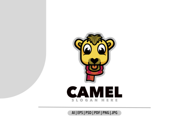 Création de logo de mascotte de dessin animé tête de chameau