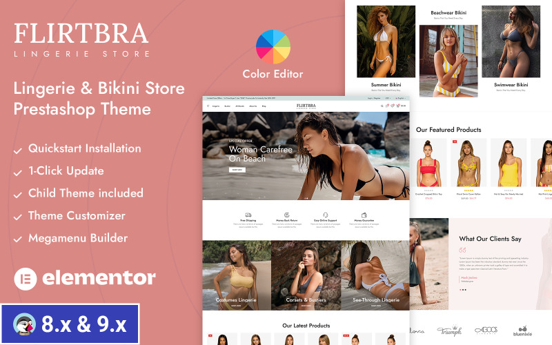 Flirtbra - Tema reattivo Prestashop per negozio di moda femminile, lingerie e intimo