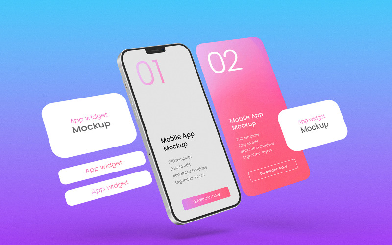 Mockup promozionale dell'app mobile PSD