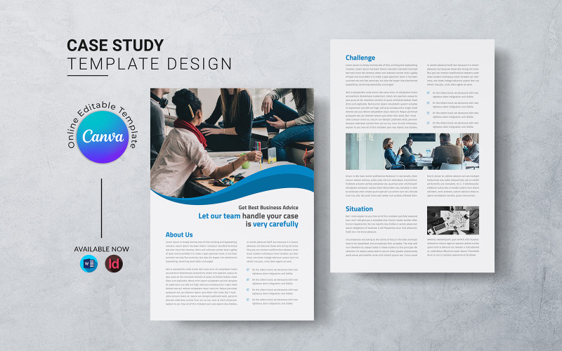 Modello di brochure per case study Canva e Word