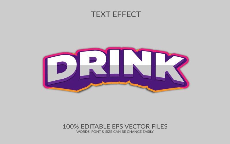 Bebida 3D Vector Eps Text Effect Template Design ilustração