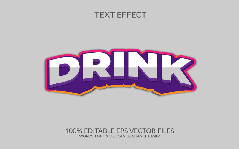 Boire 3D Vector Eps Texte Effet Modèle Conception Illustration