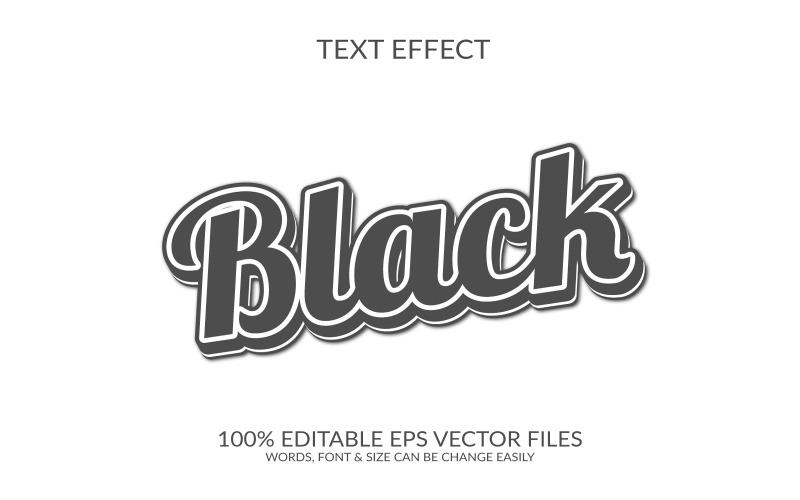 Черный редактируемый векторный Eps 3d текстовый эффект. Иллюстрация дизайна