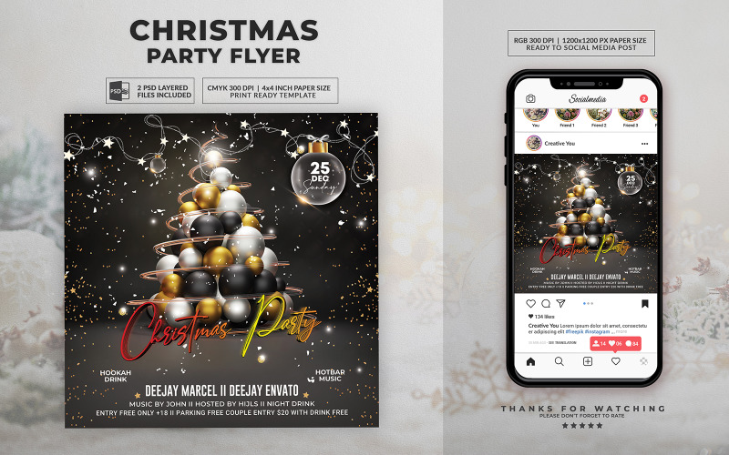 Christmas Party Flyers Template #366446 - TemplateMonster