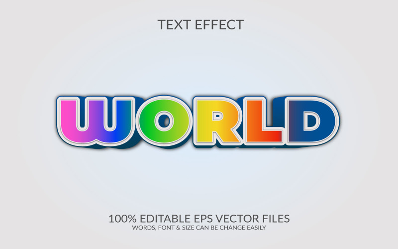 Conception de modèle d'effet de texte Eps vectoriel modifiable en 3D mondial