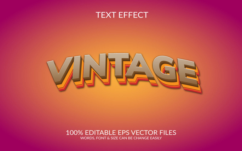 Design modello effetto testo vintage modificabile 3D vettoriale Eps