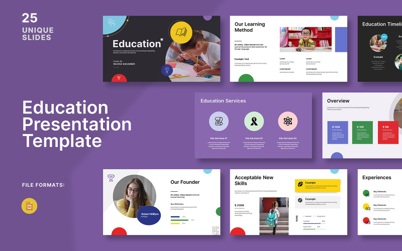 Diseño de presentación de diapositivas de Google sobre educación