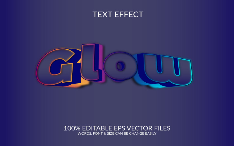 Glow 3D szerkeszthető vektoros Eps szöveg effektus sablon design