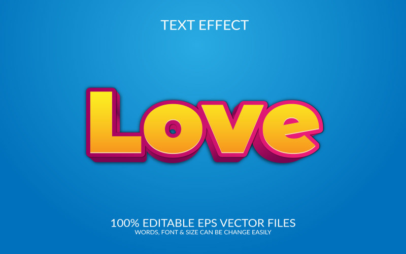 Láska upravitelné vektorové Eps Textový efekt šablony Design