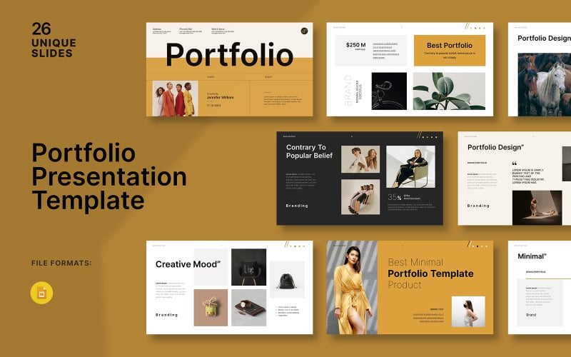 Modello di presentazione Googleslide portfolio pulito